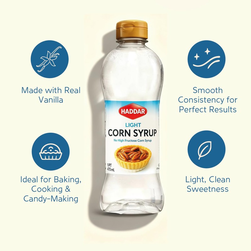 Haddar Light Corn Syrup 16oz (2 Pack) Made with Real