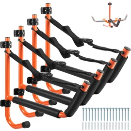 Pack Kayak Storage,15” Folding Kayak Storage Rack,Max Load 100 LBS Swivel Kayak Storage Hooks,Kayak Wall Mount fit Indoor Outdoor-Kayak Hanger for Any Sized Kayaks,Canoes Boat（Orange,Black,2,4Pack)