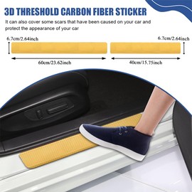 QZTYTY 4PCS Car Door Sill Protector, Car Door Edge Guards, 3D Carbon Fiber Auto Door Entry Edge Guard Protection Trim, Anti-Scratch Car Door Threshold Strips Car Accessories for Vehicles (3D Yellow)