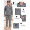 Wikoan Men's Long Pyjamas, Men's Winter Pyjamas with Button Placket