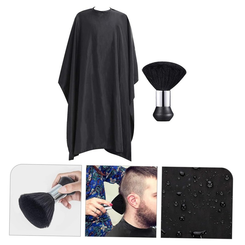 Baluue 1set Barber Supplies Kit Hairdressing Cape Brush Neck Duster