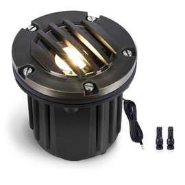 Gardenreet Brass Well Light - LED 12V Ip65 In-Ground Outdoor Landscape Lighting, Replaceable Bulb Waterproof Low Voltage Fixture, Antique Bronze for Garden Tree Pathway Without MR16 Bulb