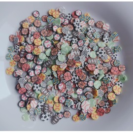 15g Sports Balls Polymer Clay Slices 5mm KRUPOVIUS, Sports Ball Decorations, Baseball DIY Craft Supplies, Ideal for Nail Art, Slime, Resin, and Sporty Decor.