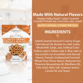 Hayden Valley Foods Salted Caramel Flavored Covered Pretzels | 5 oz Bags (Pack of 3) | No Artificial Flavors, Preservatives or Colors | Gourmet Bulk Holiday Snacks