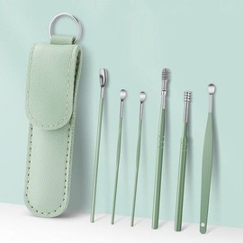 Portable Earpick Earwax Killer 6-Piece Set Premium Leather Case Earwax Cleaning Earpick Set Earpick and Ear Picker / 휴대용 귀이개 귀지킬러 6종세트 고급 가죽케이스 귀지청소 귀이개세트 귀파개 귀후비개