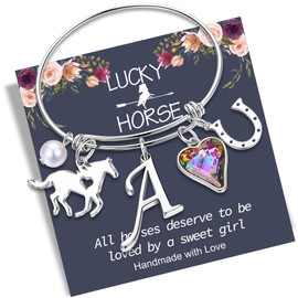 Anoup Horse Toys for Girls - Horse Gifts for Girls Horse Stuff Initial Horse Bracelet for Girls Gifts for 4 5 6 7 8 9 10 Girls Birthday Gifts for Girls | Horse Jewelry for Girls | Girls Bracelets
