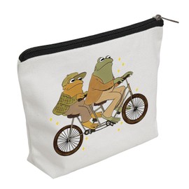 WZJHCL Frog And Toad Tandem Bicycle Makeup Pouch Bag Frog And Toad On The Bike Cosmetic Kit Bag Frog And Toad Lover Gift, Frog Toad, Fashion