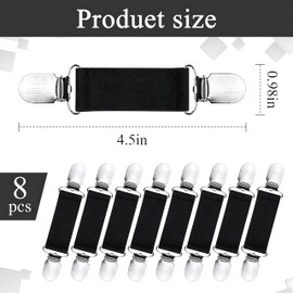 kaiyaya Pack of 8 Clips for Clothing, Unisex Cinch Clip, Stretchable up to 22 cm, Black Waist Clip, Braces Clips with Seal, Flexible Cardigan Cilp for Sweaters, Dresses, Shirts, Jackets, Scarf