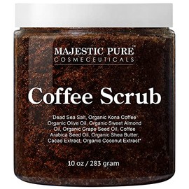 Majestic Pure Arabica Coffee Scrub - All Natural Body Scrub for Skin Care, Stretch Marks, Acne  Cellulite, Eczema, Age Spots  Varicose Veins - 10 Oz, 