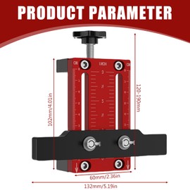 Adjustable Pot Hinge Drilling Template 35 mm, Drilling Template Pot Hinge Concealed Door Hinge Jig, Cabinet Door Installation Positioner Made of Aluminium Alloy with Precise Locking (Red)
