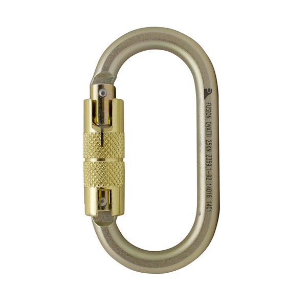 Fusion Climb Ovatti Steel Auto Lock Oval-Shaped Carabineer, Gold