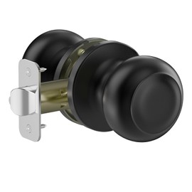 Hornbill Front Door Knob, Keyless Entry Knob Set with Single Cylinder Deadbolt, Exterior Door Knobs Reversible Right & Left of Interior Door Hand, Entry Door Lock Knobset, Black