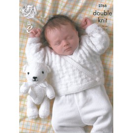 King Cole Baby Sweater, Cardigan & Teddy Bear DK Knitting Pattern 2768 by King Cole