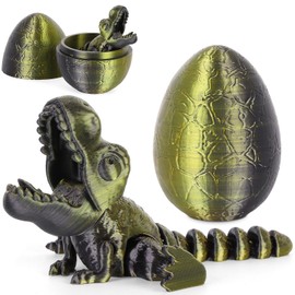 ISFOFO 3D Printed Dragon Egg, Kids Dinosaur ToysDragon Eggs with Dragon Inside, Articulated Dragon, Mystery Dragon Egg Fidget Toy Black - Cyan