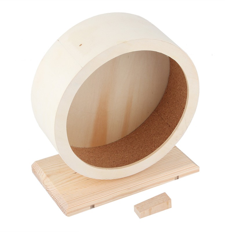 Wooden Bracket Silent Pet Exercise Running Wheel Toy for Hamster