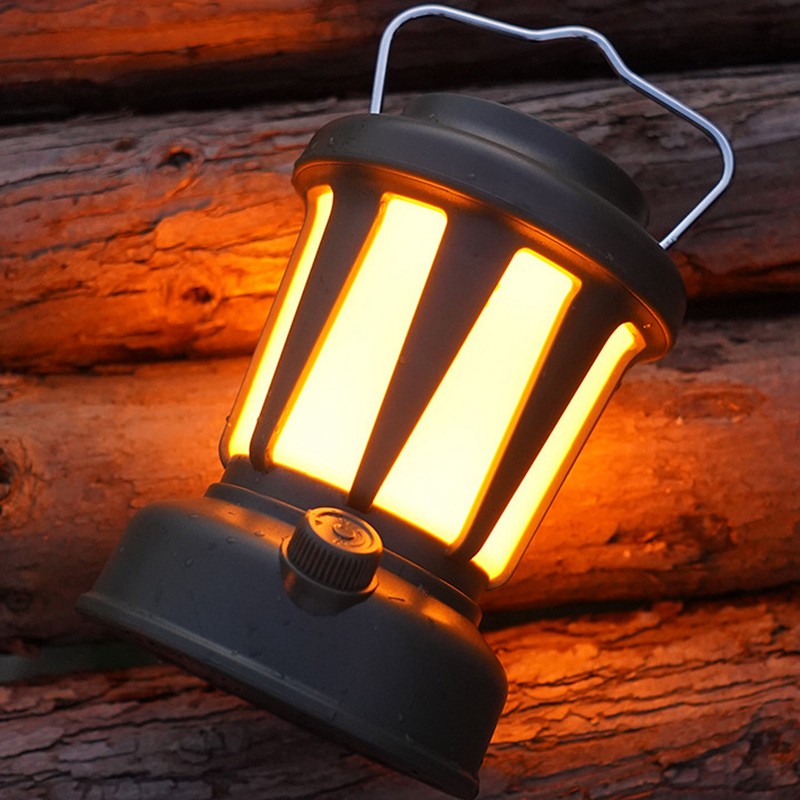 Camping Lantern Solar Powered USB Rechargeable Stepless Dimmable Retro Style