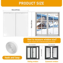 Window Plastic Insulation Kit, Window Insulation Covering Film (59"*59")