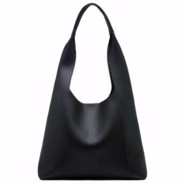 SURPRISE PIE Women Slouchy Hobo Bags Soft Vegan Leather Tote Bag Large Shoulder Purse 2pcs(Black)
