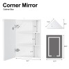 Mepplzian 1 Door LED Bathroom Mirror Cabinet Corner Wall Mounted