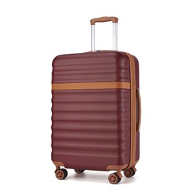 Kono Medium Sized Checked Luggage, 24 Inch Expandable with Spinner Wheels, TSA Lock, ABS + PC Lightweight Travel Suitcase with Larger Capacity and Lighter Weight, Burgundy