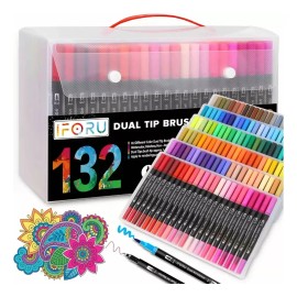 Plumones Doble Punta con 132 Colores Brillantes para Artistas y Principiantes