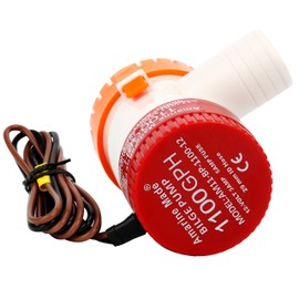 Amarine Made 1100gph 12v Boat Marine Plumbing Electric Bilge Pumps (1100gph 12v 3AMP 5AMP-Fuse 29MM ID Hose) White