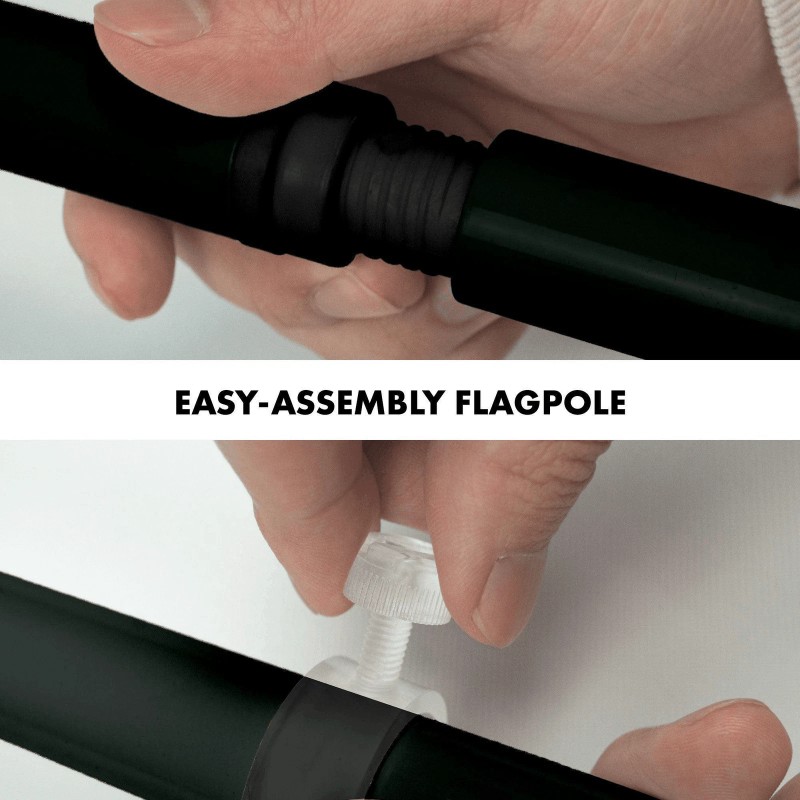 G128 Combo Pack: 6 Ft Tangle Free Spinning Flagpole (Black)