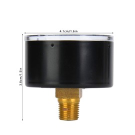 Mechanical Pressure Gauge, Manometro + Acqua Pressure Gauge Water for Air, Oil, Water, 1/8" Bspt Back Connection (0-60 psi, 0-4 bar)