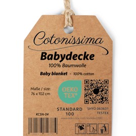 KIDDI-MEDIA High Quality Baby Blanket with Name and Date of Birth Made of 100% Cotton / in Representative Gift Box / for Christening, Birth, Baby Shower, Also as a Throw Blanket (Light Blue Bear)