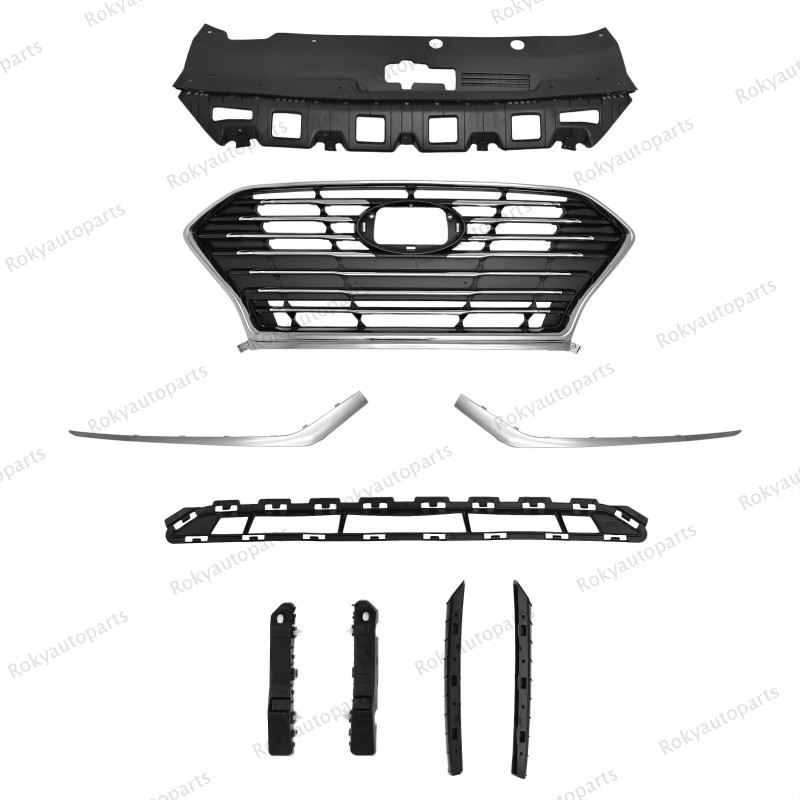 ROKY 9PC For Sonata 2018-2019 Upper Lower Chrome Grille Mesh