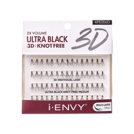 i-ENVY 2X Volume 3D Ultra Black Individual Lashes (2 PACK, Knot Free - Medium)