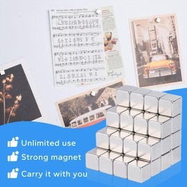 Aenienoe Pack of 100 Neodymium Magnets Mini Magnets Strong 8 x 8 x 8 mm Small Magnets for Magnetic Boards Fridge Whiteboard Crafts Photos