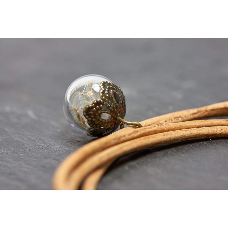 Wrap Bracelet Real Dandelion and Boro Glass - Circle