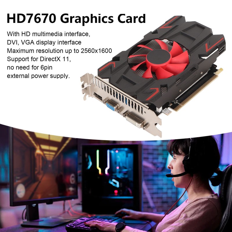 HD7670 4GB DDR5 128bit Graphics Card with Cooling Fan 2560x1600