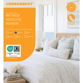 CHOEGOBEST Mattress Protector Noiseless, Ultimate Comfort, Waterproof, 2024 Luxury Premium Quality with Deep Pocket (Twin XL, Hex)