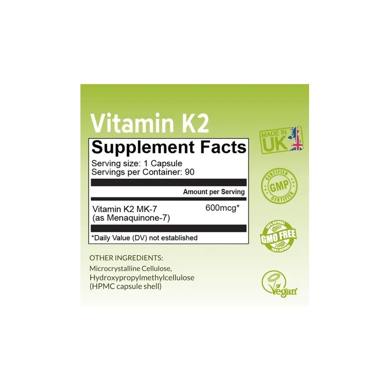 Nutrizing Vitamina K2 Mk7 Alta Potencia 600mcg 90 Cápsulas