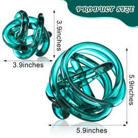 Tioncy 2 Pcs Decorative Ball Glass Knot Decor 3.9''/5.9'' Large Orbit Glass Ball for Shelf Accents Tabletop Centerpiece Abstract Decoration for Room Living Room Modern Art Sculpture(Dark Green)