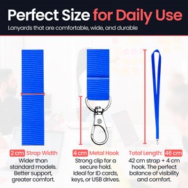 VERY IMPORTANT RUNNER - 20 Stück Schlüsselband aus Polyester mit Metallhaken - 2cm Breite & 46cm Länge - Schlüsselbänder zum Umhängen - Für Ausweis, USB, Schlüssel, Pendrive (Blau)