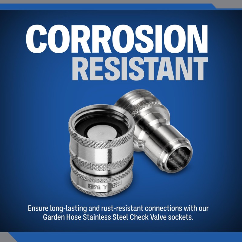 ESSENTIAL WASHER 3/4 Stainless Steel Garden Hose Check Valve |