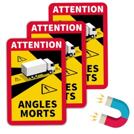 Jortmrd Pack of 3 Car Blind Spot Magnetic Stickers France 25 x 17 cm Angles Morts Magnet Motorhome Sign Sign Attention Angles Morts Magnetic Sticker France (Bus Version)
