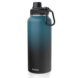 SASEUM Insulated Stainless Steel Water Bottles 32oz with Spout Lids Metal Vacuum Thermal Large Water Jug Leak-proof Reusable Flask for Sports Gym and Travel,Dark-Blue