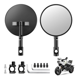 Pack of 2 Motorcycle Mirrors, 360° Rotatable Motorcycle Mirrors, E24 Tested, CNC Aluminium Alloy, 22 mm Round Motorcycle Mirrors, Compatible with Scooter, Scooter, ATV, Most Motorcycles, Street Bikes