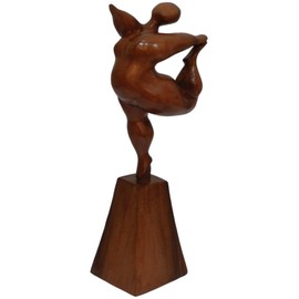 Brave Wings Hand Carved Wooden Decoration ~ Dancer on Platform 28cm High ~ Ornament Sculpture Figurine Statue Unique Table Decoration Home Decor ~ 5208