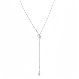 Lariat Necklaces for Women, Minimalist Knotted Rope Design Chain Necklaces Dainty Long Y Necklaces Pendant Necklaces Best Gift Idea For Women Girls (Silver)