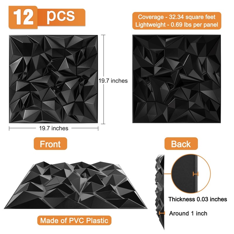 TroyStudio Acoustic Sound Diffuser Panels, 19.7 X 19.7 X 1