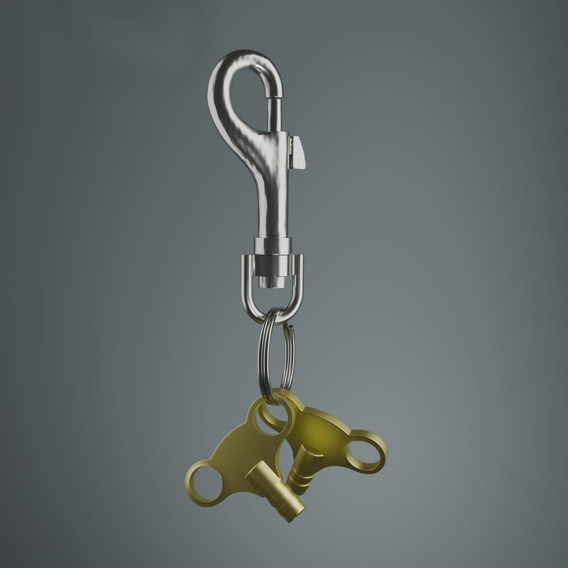 Brass Radiator Key for Bleeding with Lobster Clasps Keyring –