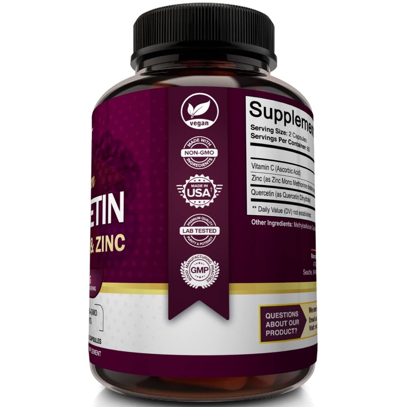 NutriFlair Quercetin 1200mg with Vitamin C and Zinc, 120 Capsules