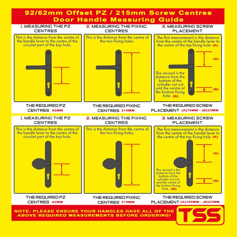 TSS UPVC Door Handle Set- Lever Moveable Pad - 92mm