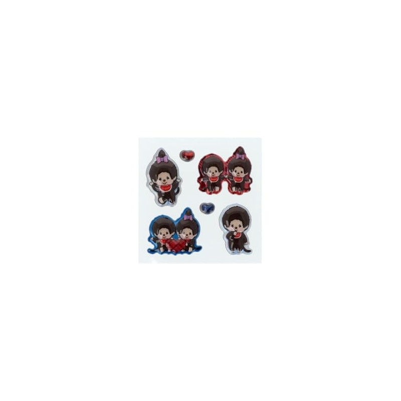 Sun-Star Stationery Monchhichi Goods Sticker Puffy Blue Check S8813957
