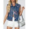 LifeShe Denim Vest Women Sleeveless Casual Floral Printed Jean Waistcoat